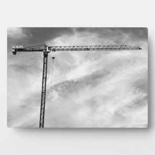 Artistic Construction Crane Black and White Photo Plaque