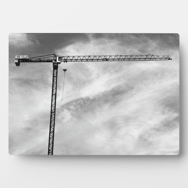 Artistic Construction Crane Black and White Photo Plaque (Front)