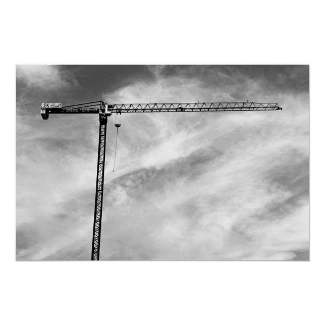 Artistic Construction Crane Black and White Photo Poster (Front)