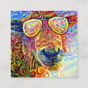 Artistic Cool Farm Sheep Portrait Template  Square Business Card