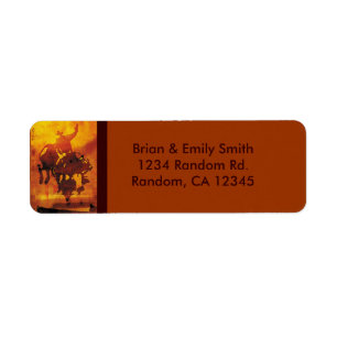 Artistic copper cowboy bull rider address labels