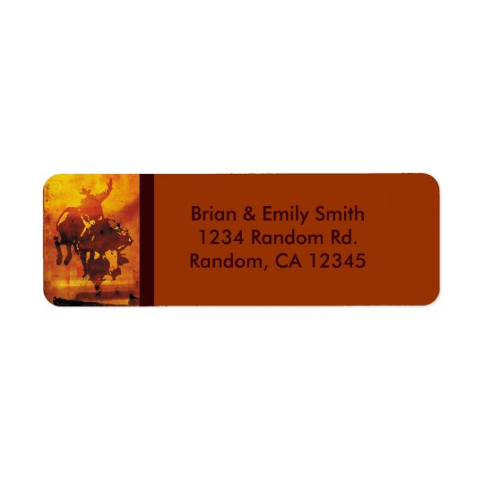 Artistic copper cowboy bull rider address labels