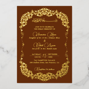 Artistic Copper Gold Floral Paisley Muslim Wedding