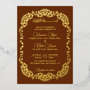Artistic Copper Gold Floral Paisley Muslim Wedding