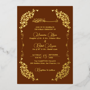 Artistic Copper Gold Floral Paisley Muslim Wedding