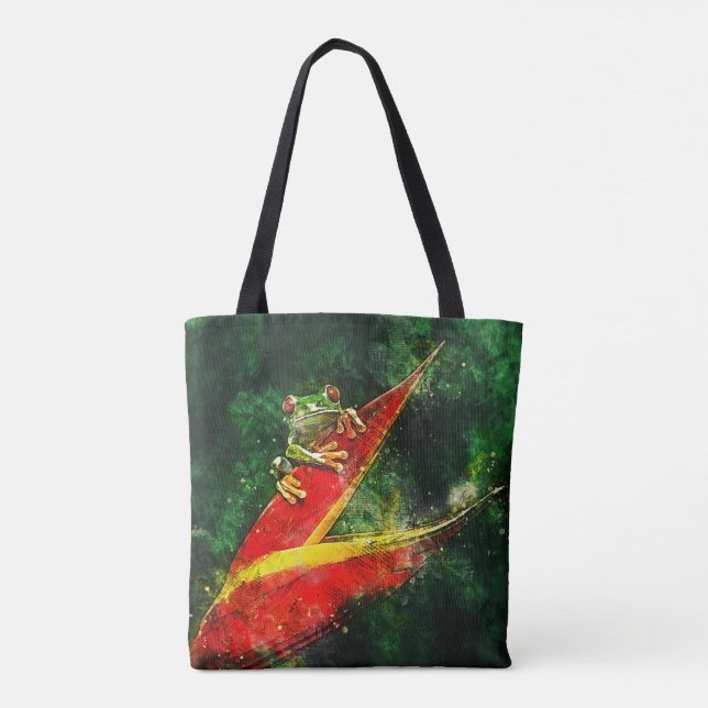 Artistic Costa Rica Red Eyed Tree Frog Tote Bag (Back)