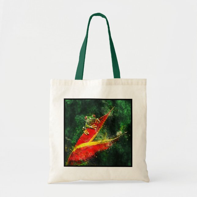 Artistic Costa Rica Red Eyed Tree Frog Tote Bag (Front)