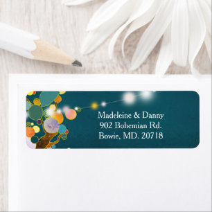 Artistic Country trees Teal Wedding Return Address