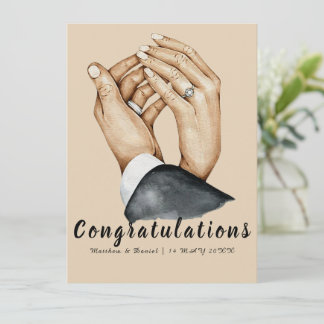 Artistic Couple Holding Hands, Newly Engaged Gift  Card
