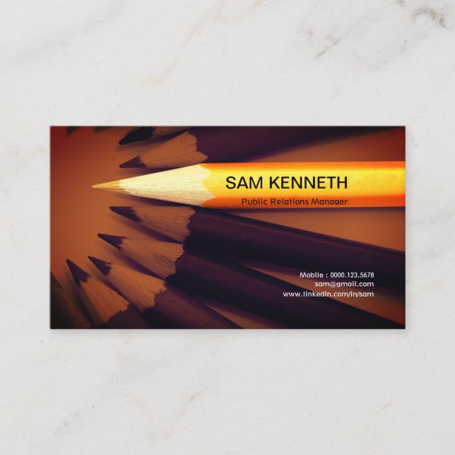 Artistic Creative Colourful Pencil PR Business Card (Front)