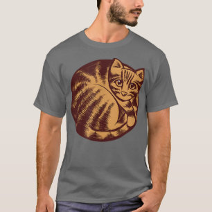 Artistic Curled Up Cat Cute Orange Tabby Cat Art  T-Shirt