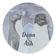 Artistic Cute Penguin Couple