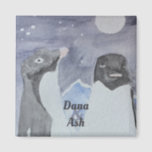 Artistic Cute Penguin Couple Magnet<br><div class="desc">Celebrate your wedding or an anniversary with this adorable penguin magnet,  featuring two Adelie penguins painted in watercolors. Add your names on the panel to the right.
Original Artwork by Wave World Gifts</div>