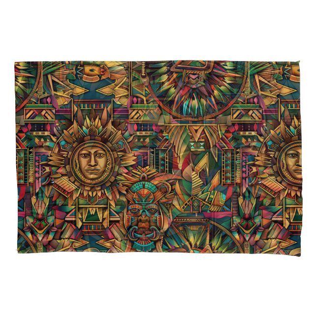 Artistic Cyan "Vibrant Historical Emblem" Pillowca Pillowcase (Front)