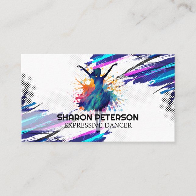 Artistic Dancer Illustration | Expressive Business Card (Front)