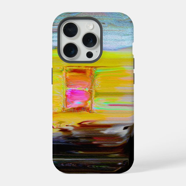 Artistic Dark Winter Night Hut Painting iPhone Case (Back)