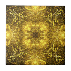 Artistic Decorative Gold Fractal Design_Tiles Tile