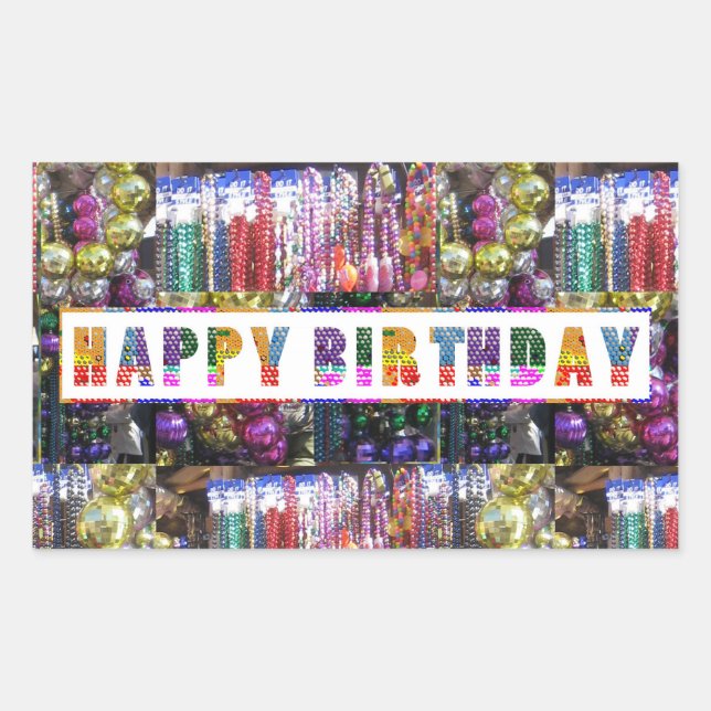 Artistic Decorative HAPPY BIRTHDAY Script Rectangular Sticker (Front)