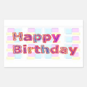 Artistic Decorative HAPPY BIRTHDAY Script Rectangular Sticker