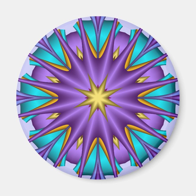 Artistic decorative  magnet Purple Star Flower (Front)