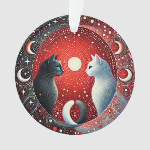 Artistic Depiction of Yin and Yang Cats Ornament