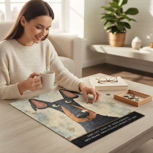 Artistic Doberman Whimsical Portrait Jigsaw Puzzle
