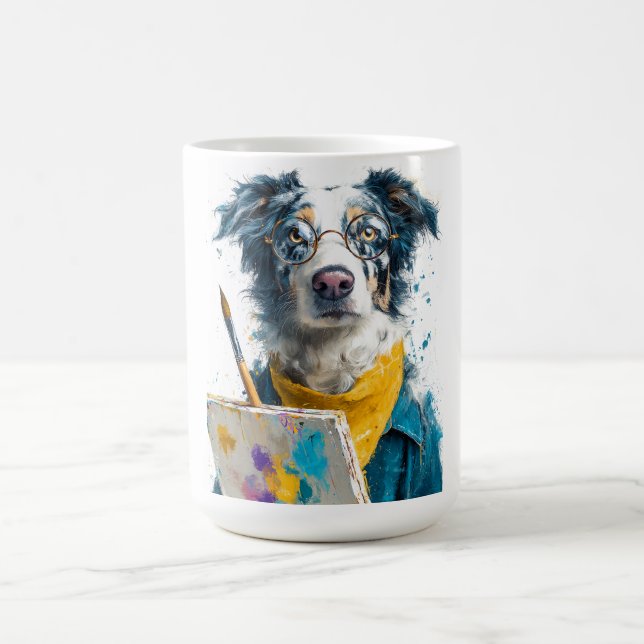 Artistic Dog Painter Portrait Coffee Mug (Center)