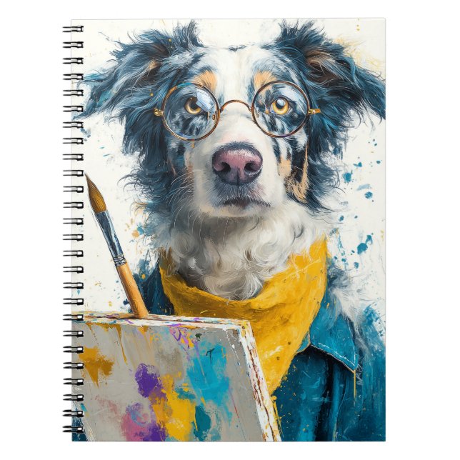 Artistic Dog Painter Portrait Notebook (Front)