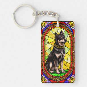 Artistic Dog Stained Glass Portrait Key Ring
