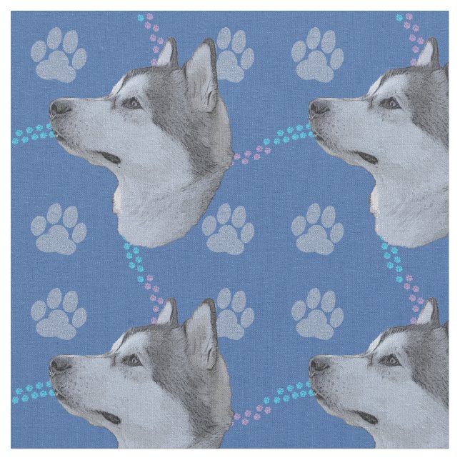 Artistic Dogs - Alaskan Malamute v1 Fabric (Close Up)