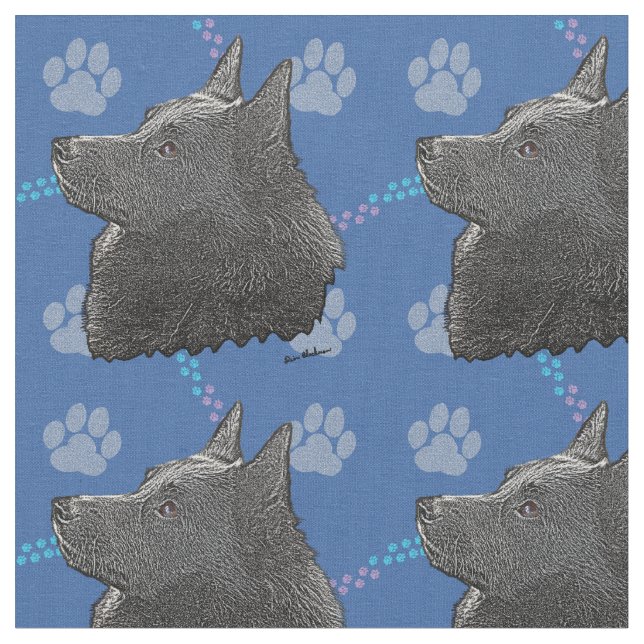 Artistic Dogs - Schipperke Fabric (Close Up)