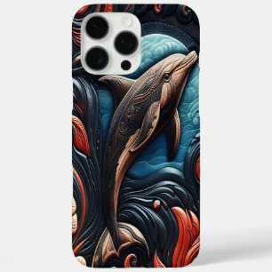 Artistic Dolphin Swirl Design iPhone 16 Pro Max Case