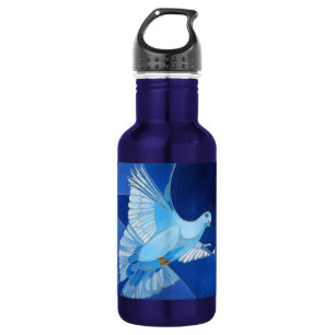 Artistic Dove Outline Art In Cerulean Blue 532 Ml Water Bottle