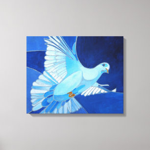 Artistic Dove Outline Art In Cerulean Blue Canvas Print