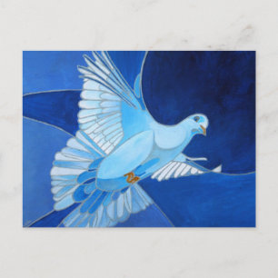 Artistic Dove Outline Art In Cerulean Blue Postcard