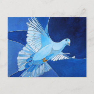 Artistic Dove Outline Art In Cerulean Blue Postcard