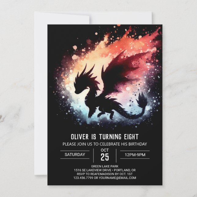 Artistic Dragon Birthday Custom Invitation (Front)