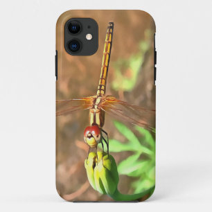 Artistic Dragonfly Resting On A Flower Head iPhone 11 Case