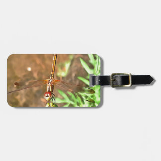 Artistic Dragonfly Resting On A Flower Head Luggage Tag