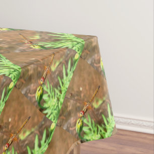 Artistic Dragonfly Resting On A Flower Head Tablecloth