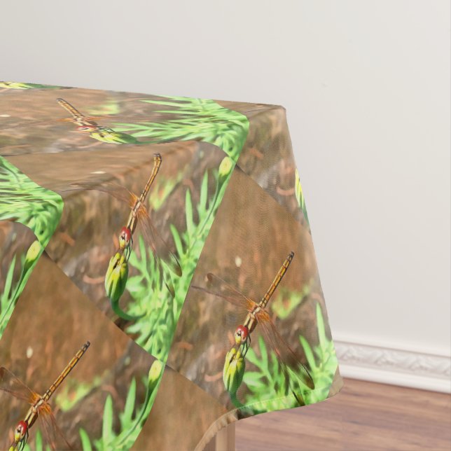 Artistic Dragonfly Resting On A Flower Head Tablecloth (In Situ)