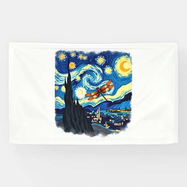 Artistic Dragonfly Shirt Van Gogh Starry Night Dra Banner (Horizontal)