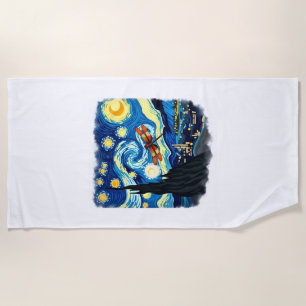 Artistic Dragonfly Shirt Van Gogh Starry Night Dra Beach Towel
