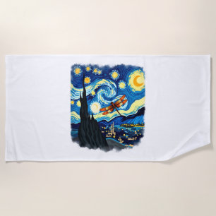 Artistic Dragonfly Shirt Van Gogh Starry Night Dra Beach Towel