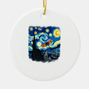 Artistic Dragonfly Shirt Van Gogh Starry Night Dra Ceramic Tree Decoration