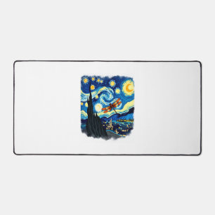 Artistic Dragonfly Shirt Van Gogh Starry Night Dra Desk Mat