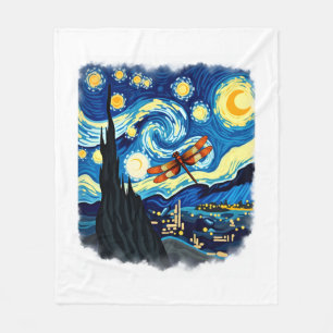 Artistic Dragonfly Shirt Van Gogh Starry Night Dra Fleece Blanket