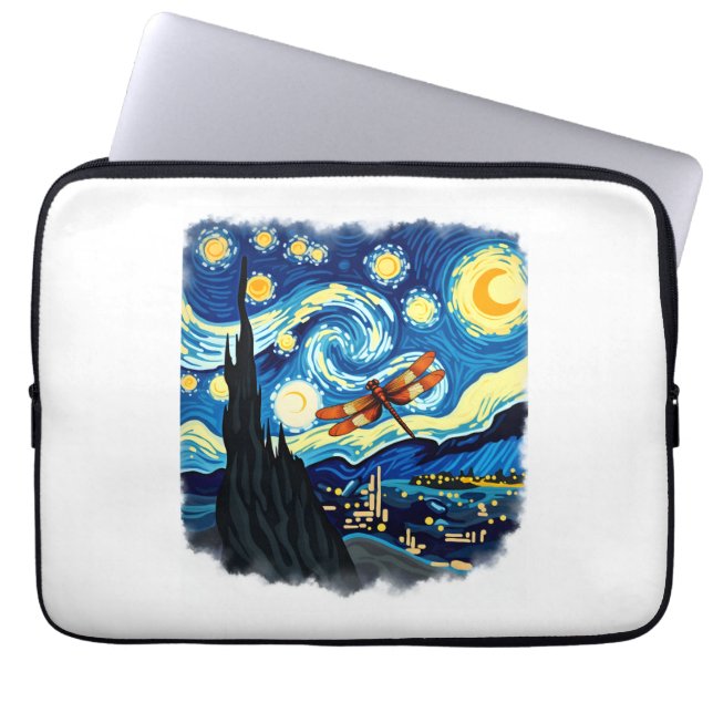 Artistic Dragonfly Shirt Van Gogh Starry Night Dra Laptop Sleeve (Front)