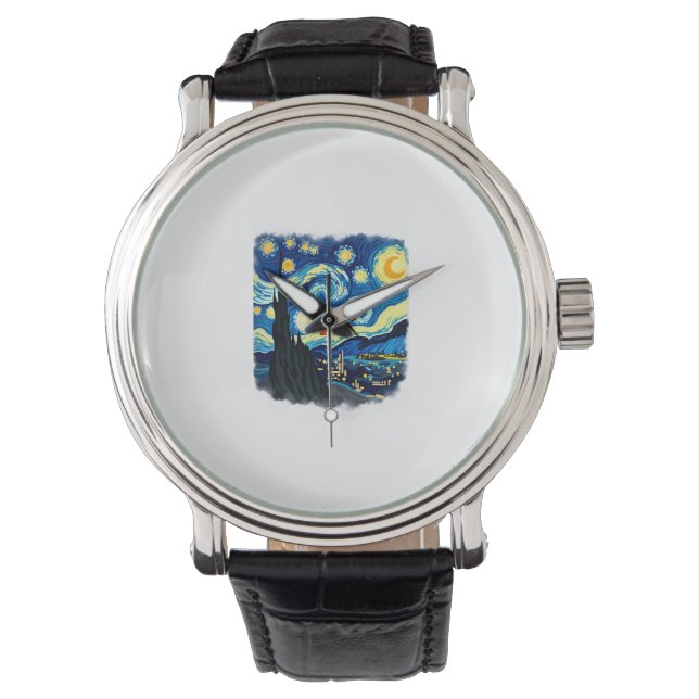 Artistic Dragonfly Shirt Van Gogh Starry Night Dra Watch (Front)