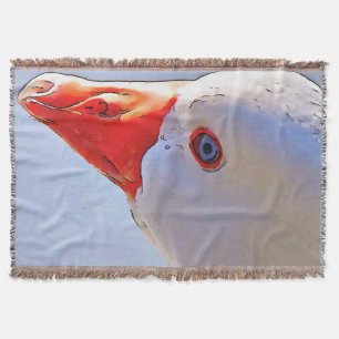 Artistic Duck Black Outline Art Tapestry Throw Blanket